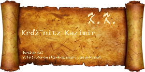 Kránitz Kazimir névjegykártya